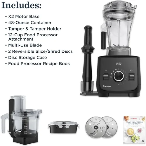 Vista 3 de Vitamix Ascent X2 SmartPrep - Sistema de cocina, licuadora de grado profesional, cuchillas de acero inoxidable, accesorio para procesador