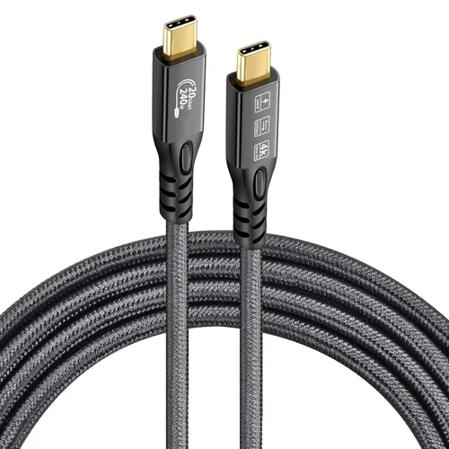 Vista 2 de Cable USB C 3.2 Gen 2X2 20Gbps, tipo C 4K a 60Hz UHD Video 5A/240W PD3.1 Carga rápida con E-Marker Compatible con Thunderbolt 3/4 MacBook Pro