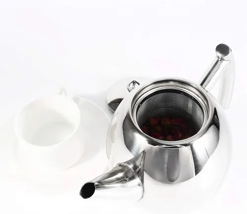 Vista 5 de Tetera de acero inoxidable con tetera para verter, tetera para oficina, hogar, estudio, hacer té o café (33.8 fl oz)