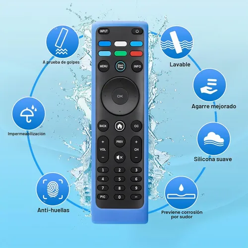 Vista 2 de Funda de silicona para mando a distancia de Vizio Smart TV XRT136/XRT140 (Azul brillante)