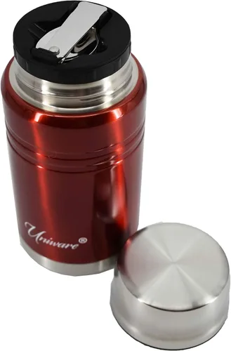 Vista 2 de 2468RD Uniware - Recipiente de vacío de acero inoxidable de doble pared con cuchara (25.4 fl oz) (rojo)