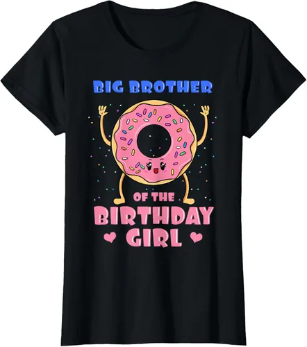 Vista 49 de Big Brother Of The Birthday Girl Donut Bday Party Bro Sib Camiseta, Negro, S