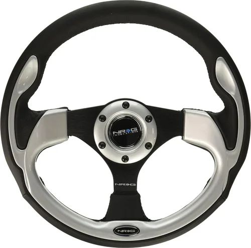 Vista 2 de NRG Innovations NRG-RST-001BL Volante reforzado - 320 mm volante deportivo con cuero negro/moldeado azul