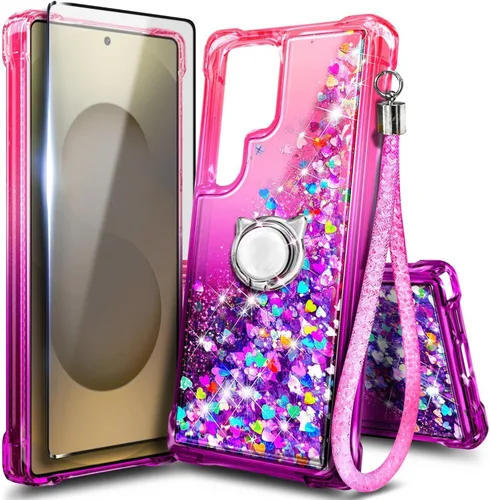 Vista 105 de NGB - Funda para teléfono Samsung Galaxy S9, color aguamarina/morado, bonita funda con purpurina líquida para mujeres y niñas, con protector