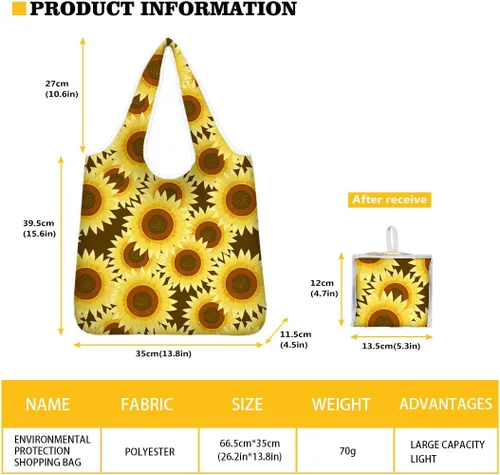 Vista 3 de WELLFLYHOM Bolsas de comestibles reutilizables con asa larga, diseño lindo, lavable y reutilizable