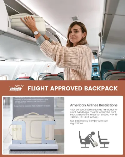 Vista 7 de LOVEVOOK Mochila de viaje para mujer y hombre, Beige, Mochilas de viaje
