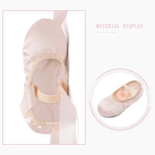Vista 4 de Stelle Zapatos de ballet para niñas pequeñas, zapatillas de ballet de saténpurpurina para bailar (bebépequeñoniños grandes)