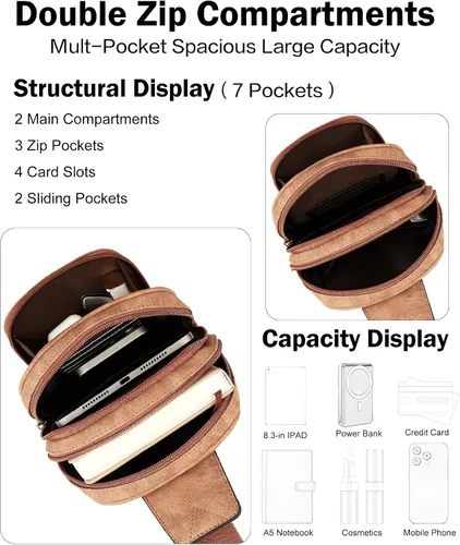 Vista 8 de FADEON Bolsos tipo bandolera y bolso para portátil para mujer Colección Marrón