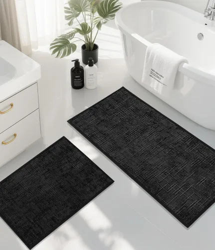 Vista 16 de YIHOUSE Tapete de baño antideslizante, absorbente, de secado rápido, para el suelo del baño, delgado, para debajo de la puerta, lavable de pelo bajo