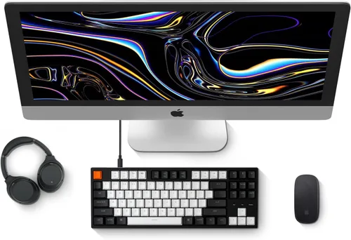 Vista 3 de Keychron Teclado mecánico C1 con cable intercambiable en caliente de 87 teclas, cable USB tipo C, teclas ABS de doble disparo, teclado mecánico TKL