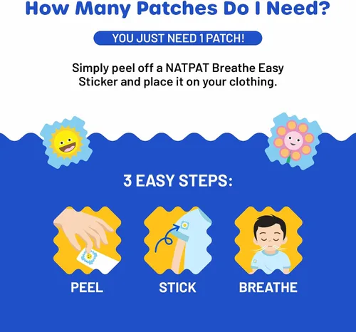 Vista 7 de NATPAT - Calcomanías Breathe Easy – Parche descongestionante para niños y adultos – Alivio natural del resfriado y alergia para la congestión, libre