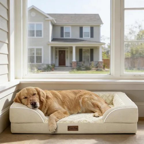 Vista 9 de Camas ortopédicas para perros grandes, cama de espuma viscoelástica impermeable para mascotas grandes con lados 89x56 cm, sofá para perros grandes