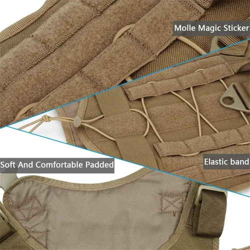 Vista 6 de Chaleco para perro de servicio táctico, excelente Elite Spanker. Chaleco para entrenar, cazar, con sistema Molle, de nylon, resistente al agua.