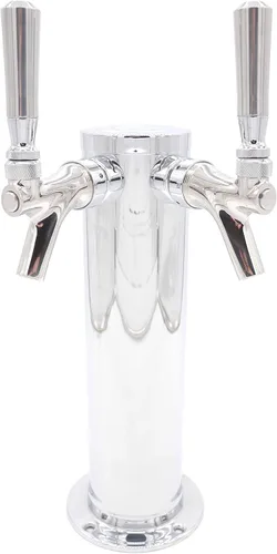 Vista 13 de K&B - Torre Kegerator de cerveza de doble grifo de 3 pulgadas, personalizable (1 grifo nitro robusto y 1 grifo cromado, mango cromado resistente)