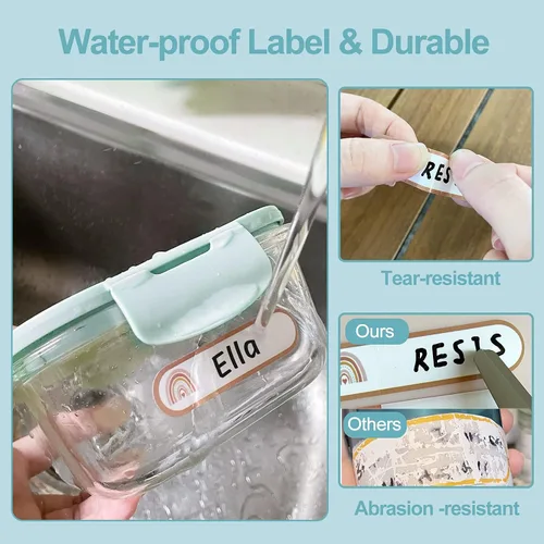 Vista 6 de Etiquetas adhesivas para biberones para guardería, etiquetas de nombre impermeables, autolaminadas, etiquetas personalizadas para niños, etiquetas