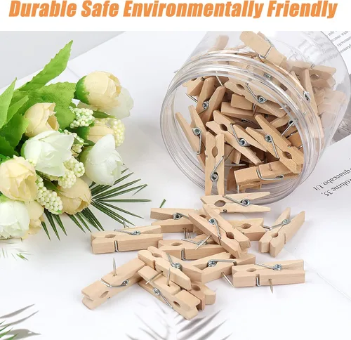 Vista 4 de 50 piezas de chinchetas con clips de madera, chinchetas de madera duraderas, chinchetas decorativas, tachuelas para tablero de corcho, obras