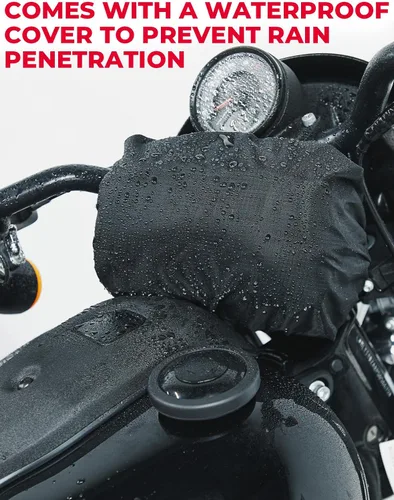 Vista 5 de KEMIMOTO Bolsa para manillar de motocicleta con cubierta impermeable, bolsa universal para bicicleta, bolsa de herramientas para manillar compatible