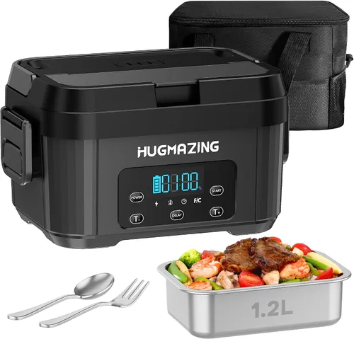 Vista 8 de Hugmazing Fiambrera Eléctrica Inalámbrica para Adultos, Hombres y Mujeres – Calentador de Alimentos Recargable con Autocalentamiento con Contenedor