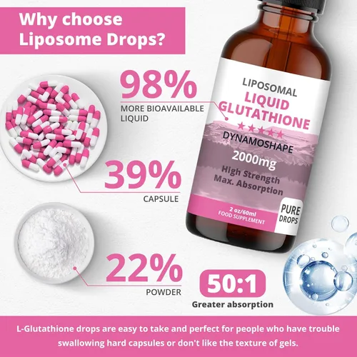 Vista 4 de Glutatión liposomal de 2000 mg con vitamina C, líquido de glutatión oral, suplemento antioxidante para desintoxicación, absorción superior, dosis
