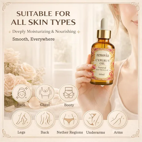 Vista 4 de Renovia Cyperus Rotundus Oil for Hair Removal, 2026 New Professional Hair Removal Oil, Renovia Organics Hair Removal for Women, Moisturizing