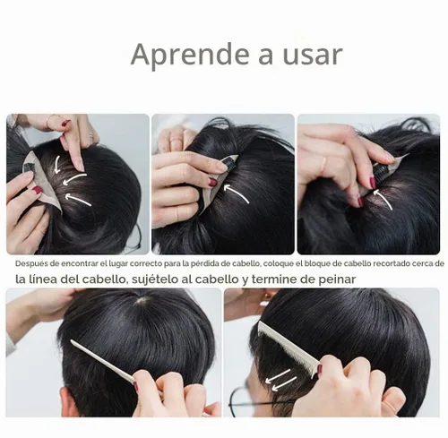 Vista 6 de Pelo corto para hombre, cabello humano real, clip en piezas de cabello para cubrir la pérdida de cabello blanco, tupé de 6.3x7.1 in, hecho a mano