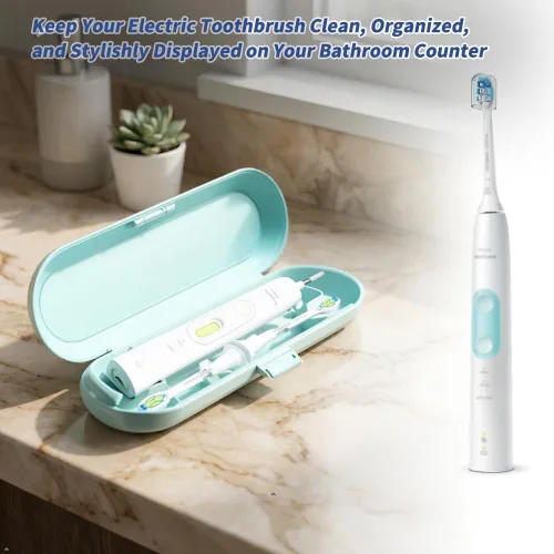 Vista 5 de Funda de viaje para cepillo de dientes compatible con cepillo de dientes eléctrico Philips Sonicare y 6 fundas reutilizables para cabezales
