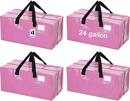 Vista 34 de 4 Piezas Bolsas de Mudanza Grandes con Cremallera y Asas Bolsas de Lona Tipo Duffle Plegables de Almacenamiento Extra Resistentes Extra Grandes