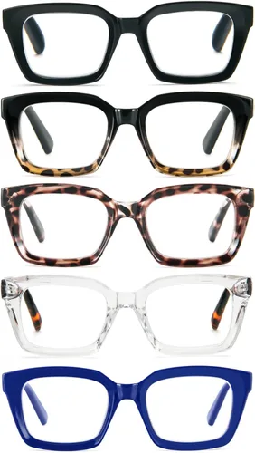 Vista 10 de DXYXYO Blue Light Blocking Reading Glasses for Women Oversized Computer Readers Retro Fashion Square