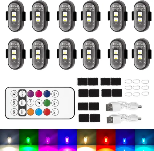 Vista 9 de XINGWU - 4 luces estroboscópicas LED inalámbricas con control remoto, 8 colores, carga USB, impermeables, luces de emergencia, luz para roca