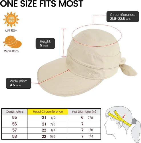 Vista 3 de Simplicity - Sombrero con protección solar UV UPF 50 para mujer, convertible en visera para playa