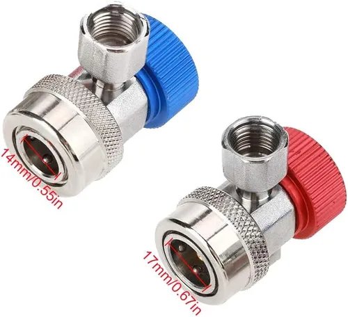 Vista 2 de Youngine Adaptador R134A ajustable, Juego de adaptadores de conector de acoplador rápido para aire acondicionado, kit de conversión de aire