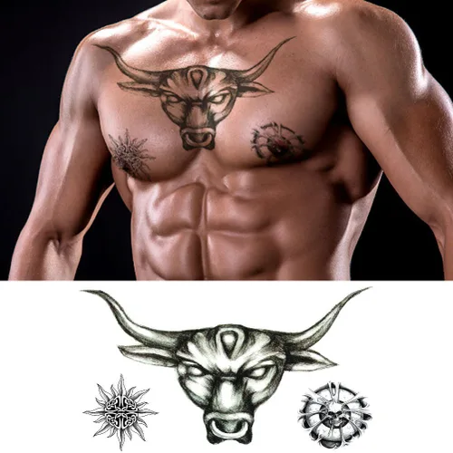 Vista 3 de Tatuajes grandes falsos temporales para hombres, mujeres y adolescentes, VIWIEU 3D realista para niñas, tatuajes temporales, 5 hojas, tatuajes