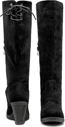 Vista 6 de Vepose Botas altas hasta la rodilla 9651 para mujer, de moda, con tacón de cuña, botas de pantorrilla para mujer