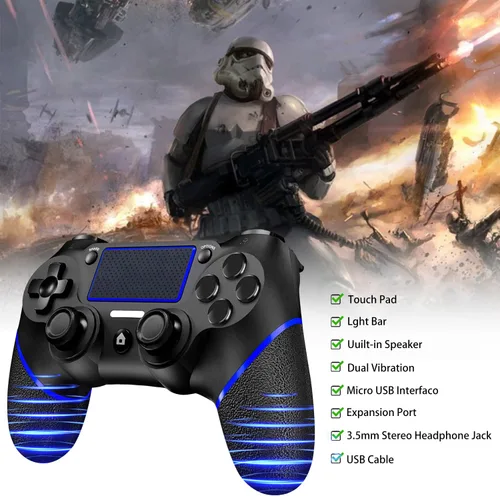 Vista 4 de Upgraded Wireless Controller for Ps4 Gamepad Compatible with Ps4/Pro/Slim/Windows PC,Joystick for PS4 with Touchpad/Stereo Headphone Jack/Six-axis