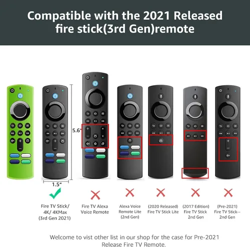 Vista 3 de ONEBOM Firestick - Funda protectora para control remoto de 3ª generación con Alexa Voice Remote 4K, funda protectora de silicona antideslizante a