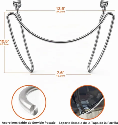 Vista 2 de onlyfire Soporte de tapa de acero inoxidable Slide-a-Side para parrillas de carbón de 18”/22”/26