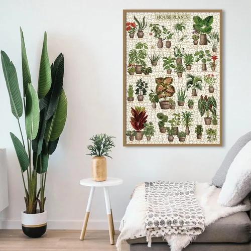 Vista 6 de Rompecabezas de plantas de interior vintage de 1000 piezas para adultos, rompecabezas de plantas suculentas botánicas, 39 rompecabezas comunes