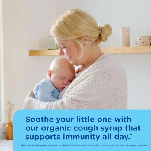 Vista 4 de Mommy's Bliss Jarabe orgánico para la tos y moco del bebé + apoyo inmunológico, contiene hojas de agave y hiedra, más de 4 meses, 1.67 onzas líquidas