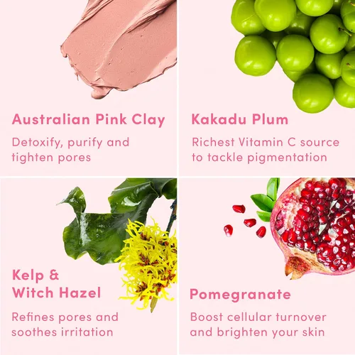 Vista 8 de Sand & Sky mascarilla facial de arcilla rosa australiana desintoxicante con vitamina C y antioxidantes - mascarilla de arcilla para aclarar poros