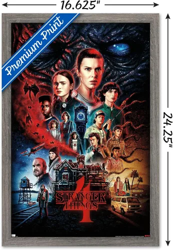 Vista 3 de Trends International Netflix Stranger Things: Season 4 - Póster de pared de una hoja, 14.725 x 22.375 pulgadas, versión enmarcada de madera