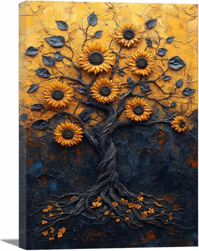 Vista 15 de VOCBAN Tree of Life Canvas Wall Art Painting Poster Nature Print Canvas Wall Art Print Artwork Living Room Bedroom Office Hallway Picture(black