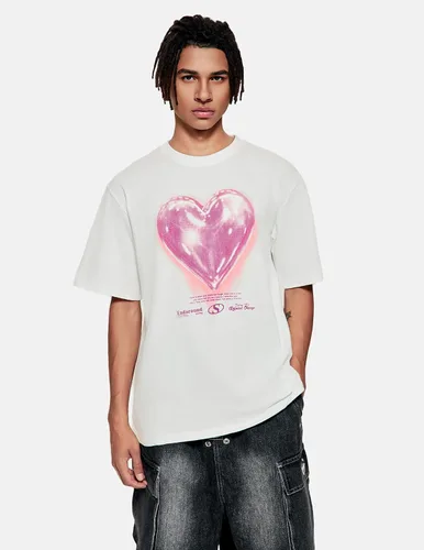 Vista 2 de Vamtac Camisetas de algodón de manga corta con estampado de globos de amor para hombre, estilo Y2k, lindas camisetas de verano con corazón
