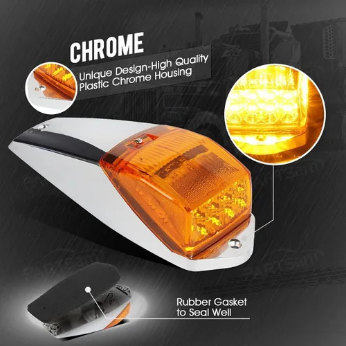 Vista 4 de Partsam 5 luces LED de 31 luces LED para techo superior ámbar + luz trasera redonda de doble cara con pedestal de parada y giro 48 LED