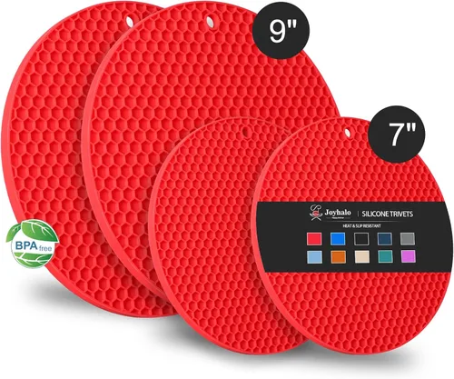 Vista 20 de Joyhalo Salvamanteles para platos calientes, almohadillas calientes para cocina, soportes de silicona para ollas y sartenes calientes, alfombrillas