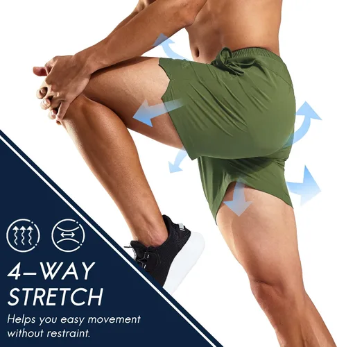 Vista 2 de Haimont Pantalones cortos deportivos de 5 pulgadas para hombre ajuste seco con bolsillos resistentes al agua ligeros para entrenamiento y gimnasio