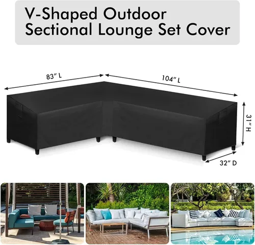 Vista 2 de WLEAFJ Funda de sofá modular para patio en forma de L, impermeable, de alta resistencia para exteriores con ventilación, con orientación a