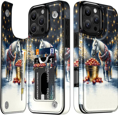 Vista 152 de LETO para iPhone 15 Pro Funda tipo cartera - Tapa tipo folio con patada - Diseños de moda - Tarjetero - Funda protectora para mujeres y niñas - 6.1