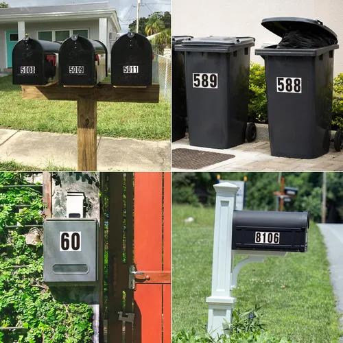Vista 4 de Números autoadhesivos de 1.5 pulgadas para buzón, números de casa, número de buzón reflectante, número de botes de basura, para exterior, 120