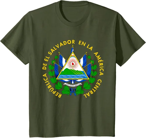 Vista 14 de Camiseta con diseño de emblema de la bandera de El Salvador