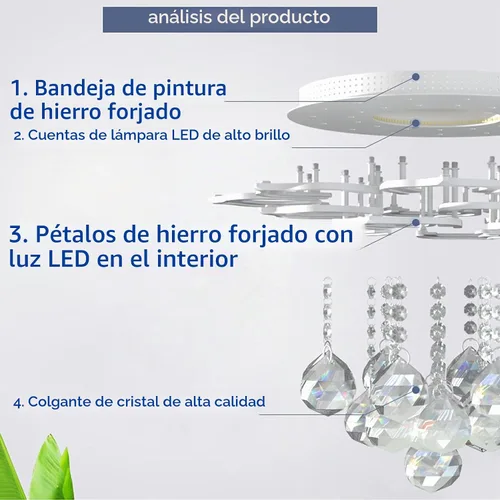 Vista 6 de AHAWILL Lámpara de techo moderna, lámpara LED de cristal empotrada con control remoto para sala de estar, dormitorio, pasillo, comedor, etc. 31.5